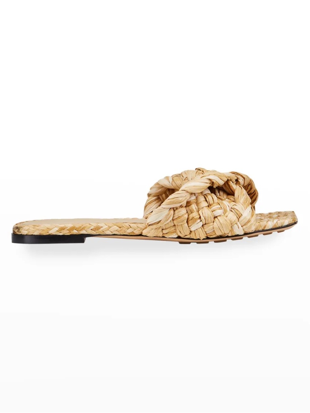 Bottega Veneta Natural Braided Raffia Stretch Flat Mules Sandals, Size 38.5 - Picture 4 of 9